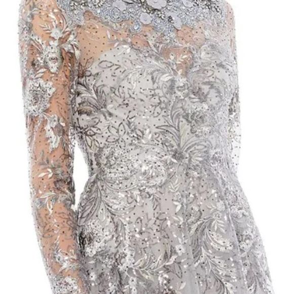 Mac Duggal | Dresses | Mac Duggal Nwt Boat Neck Long Sheer Sleeve ...